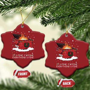 Dumpster Fire Christmas Ornament Everythings Fine Funny Christmas TS10 Snow Flake Red Print Your Wear