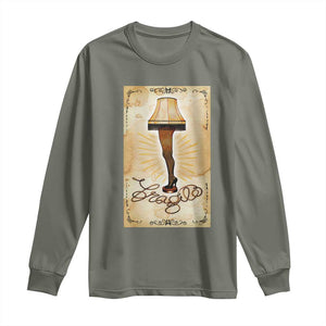 Funny Christmas Movie Long Sleeve Shirt Fragile Leg Lamp TS10 Military Green Print Your Wear