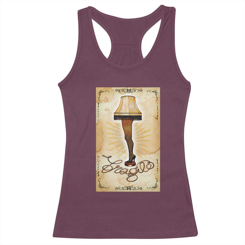 Funny Christmas Movie Racerback Tank Top Fragile Leg Lamp TS10 Maroon Print Your Wear