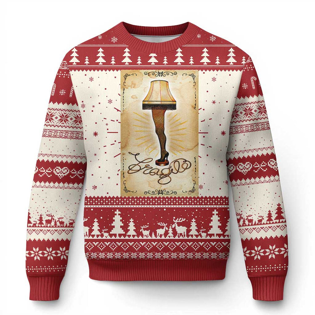 Funny Xmas Movie Ugly Christmas Sweater Fragile Leg Lamp TS10 Red Print Your Wear