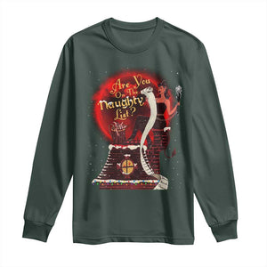 Christmas Krampus Long Sleeve Shirt Are You On The Naughty List Krampus Lover TS10 Dark Forest Green Print Your Wear