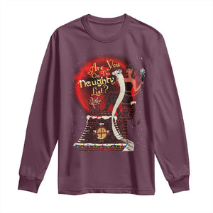 Christmas Krampus Long Sleeve Shirt Are You On The Naughty List Krampus Lover TS10 Maroon Print Your Wear