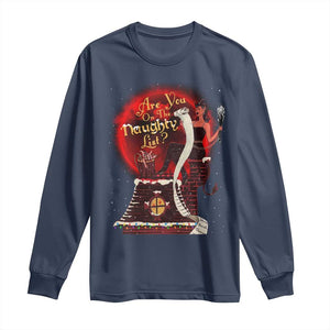 Christmas Krampus Long Sleeve Shirt Are You On The Naughty List Krampus Lover TS10 Navy Print Your Wear