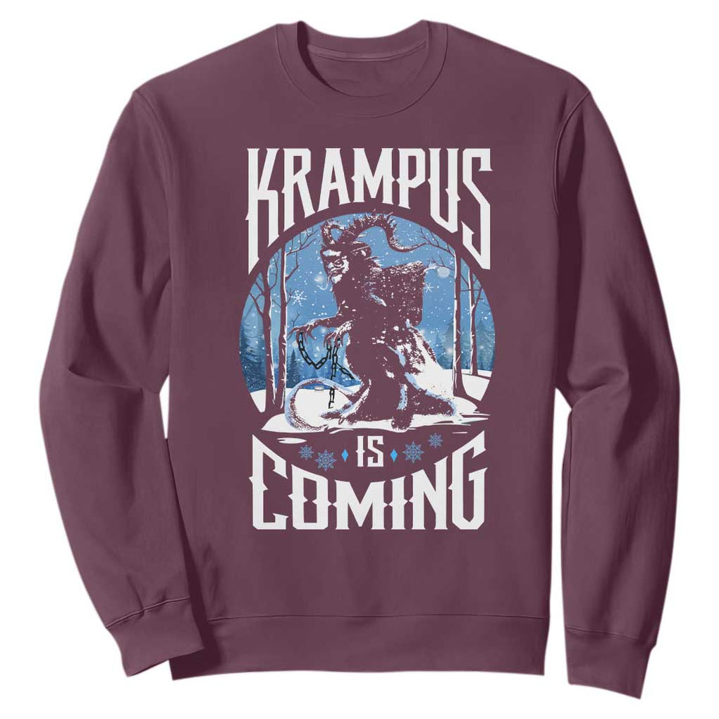 Christmas Krampus Sweatshirt Krampusnacht Monster Krampus Lover Festive Horror TS10 Maroon Print Your Wear