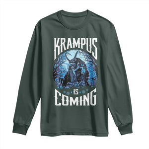 Christmas Krampus Long Sleeve Shirt Krampusnacht Monster Krampus Is Coming TS10 Dark Forest Green Print Your Wear