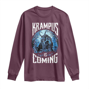 Christmas Krampus Long Sleeve Shirt Krampusnacht Monster Krampus Is Coming TS10 Maroon Print Your Wear