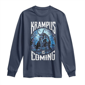 Christmas Krampus Long Sleeve Shirt Krampusnacht Monster Krampus Is Coming TS10 Navy Print Your Wear