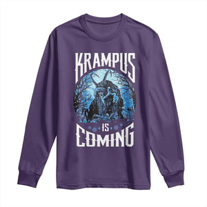 Christmas Krampus Long Sleeve Shirt Krampusnacht Monster Krampus Is Coming TS10 Purple Print Your Wear