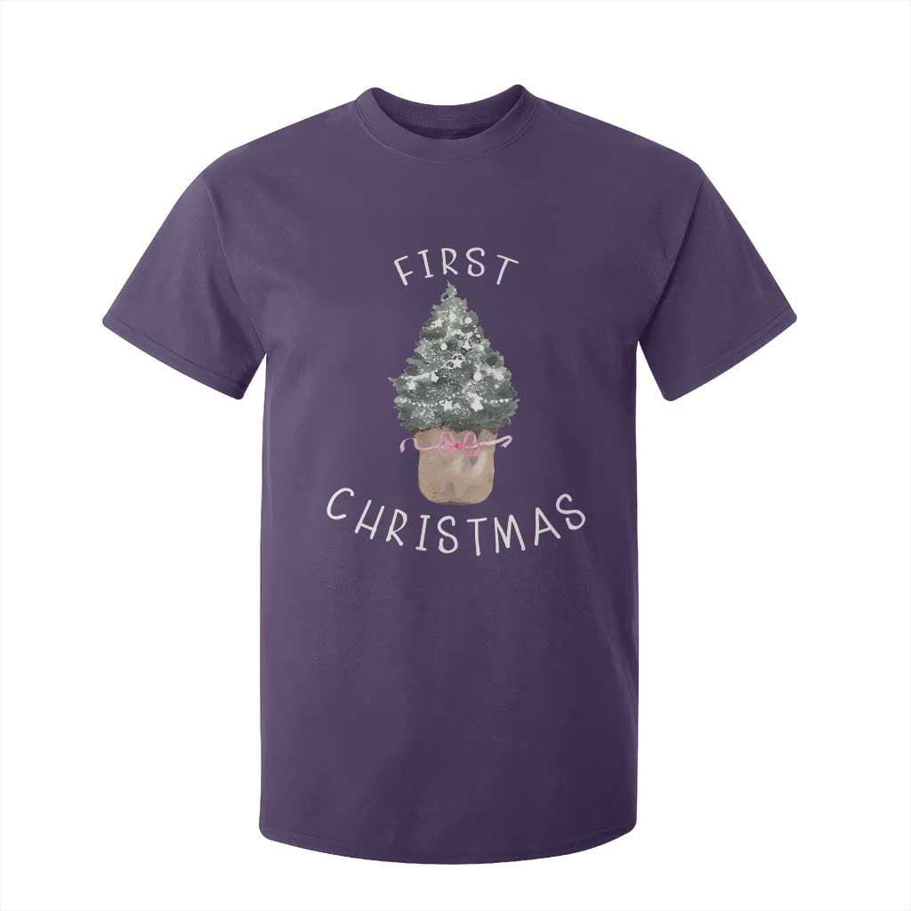 My First Christmas T Shirt For Kid Baby's First Holiday Xmas Tree Bow TS10 Purple Print Your Wear