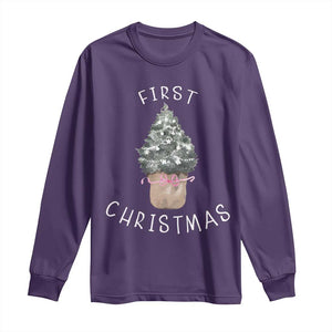 My First Christmas Long Sleeve Shirt Baby's First Holiday Xmas Tree Bow TS10 Purple Print Your Wear