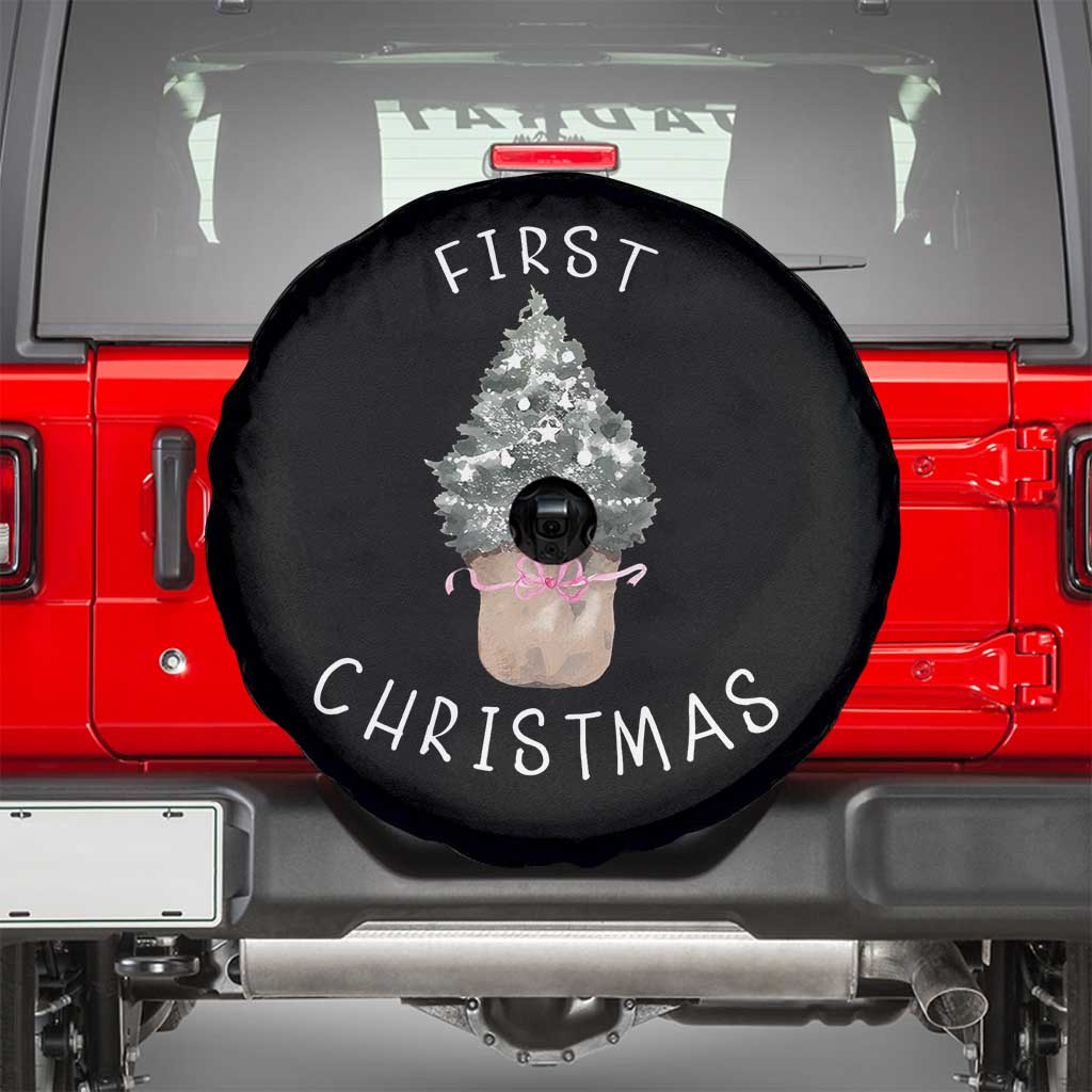 My First Christmas Spare Tire Cover Baby's First Holiday Xmas Tree Bow TS10 Black Print Your Wear