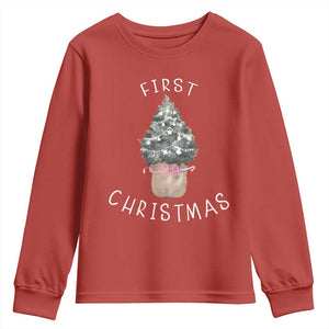 My First Christmas Youth Sweatshirt Baby's First Holiday Xmas Tree Bow TS10 Red Print Your Wear