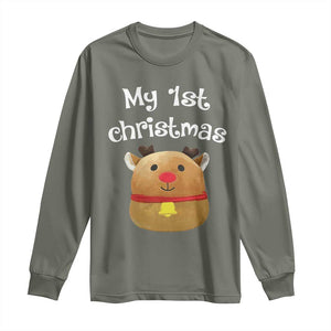 Baby First Christmas Outfit Long Sleeve Shirt Cute Reindeer Santa Boys Girls TS10 Military Green Print Your Wear