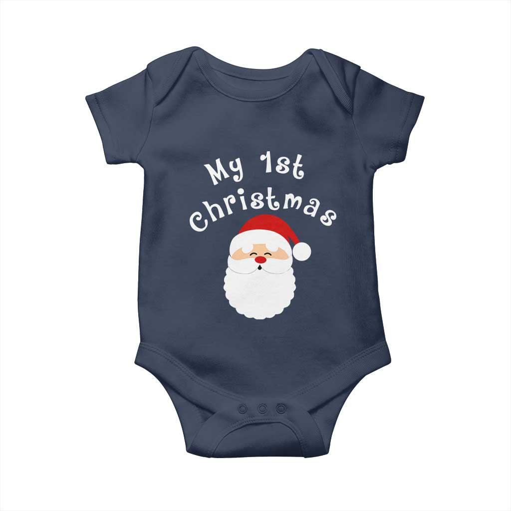 My First Christmas Baby Onesie Baby's First Holiday Xmas Santa TS10 Navy Print Your Wear