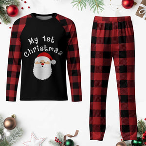 My First Xmas Plaid Pajama Set Baby's First Holiday Xmas Santa TS10 Buffalo Plaid Print Your Wear