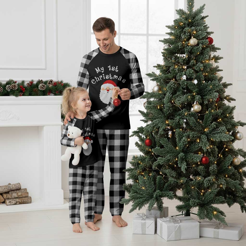 My First Xmas Plaid Pajama Set Baby's First Holiday Xmas Santa TS10 White Plaid Print Your Wear