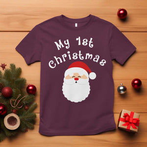 My First Christmas T Shirt Baby's First Holiday Xmas Santa TS10 Maroon Print Your Wear