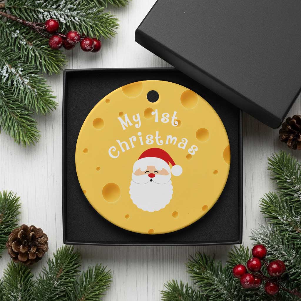 My First Christmas Ceramic Ornament Baby's First Holiday Xmas Santa TS10 1pc Yellow Cheese Print Your Wear
