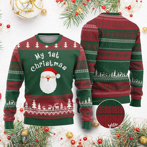 My First Xmas Ugly Christmas Sweater Baby's First Holiday Xmas Santa TS10 Red Green Print Your Wear