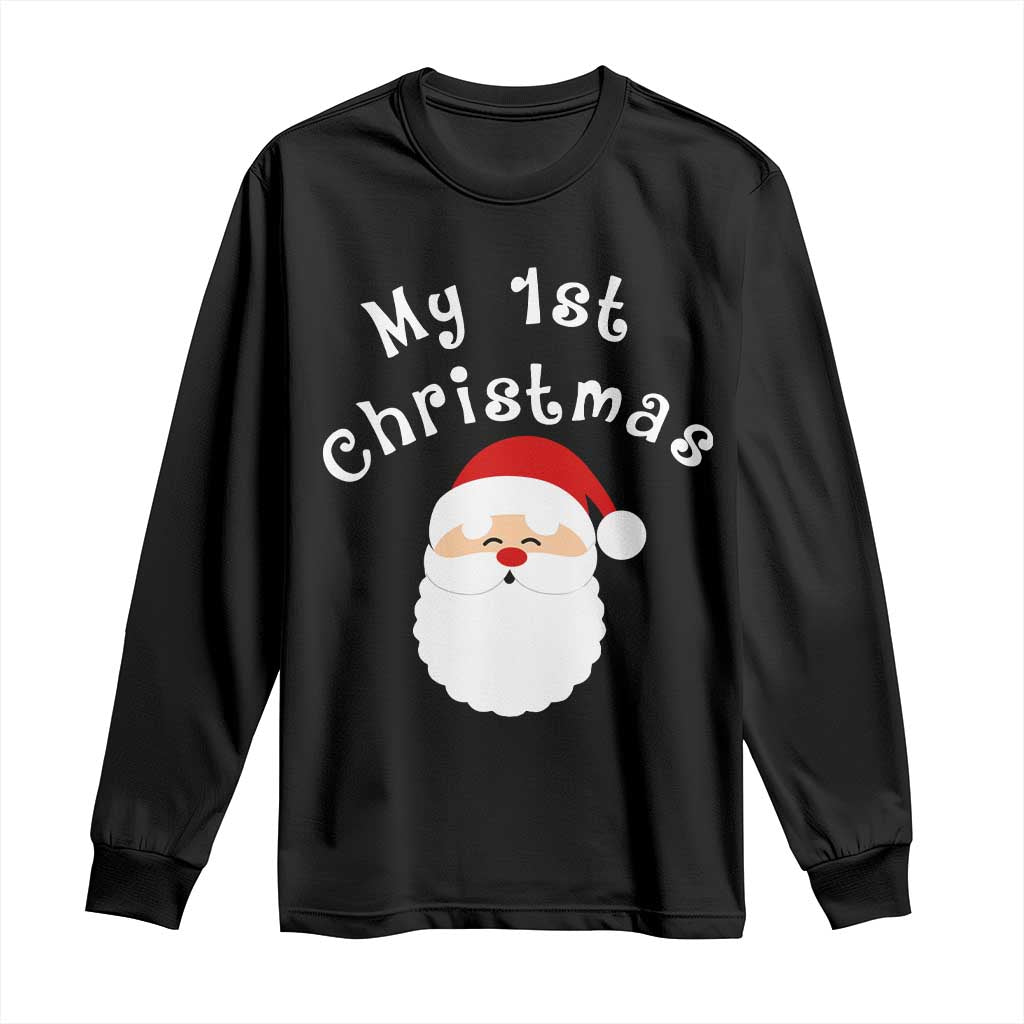 My First Christmas Long Sleeve Shirt Baby's First Holiday Xmas Santa TS10 Black Print Your Wear