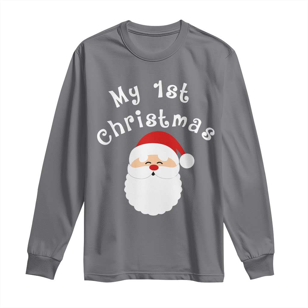 My First Christmas Long Sleeve Shirt Baby's First Holiday Xmas Santa TS10 Charcoal Print Your Wear