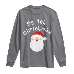 My First Christmas Long Sleeve Shirt Baby's First Holiday Xmas Santa TS10 Charcoal Print Your Wear