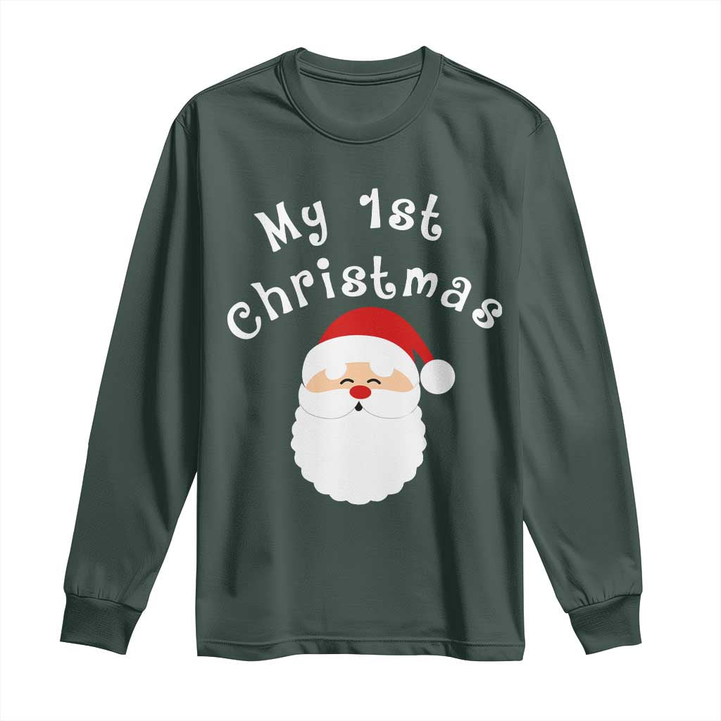 My First Christmas Long Sleeve Shirt Baby's First Holiday Xmas Santa TS10 Dark Forest Green Print Your Wear