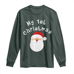 My First Christmas Long Sleeve Shirt Baby's First Holiday Xmas Santa TS10 Dark Forest Green Print Your Wear