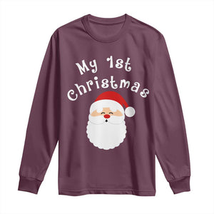 My First Christmas Long Sleeve Shirt Baby's First Holiday Xmas Santa TS10 Maroon Print Your Wear