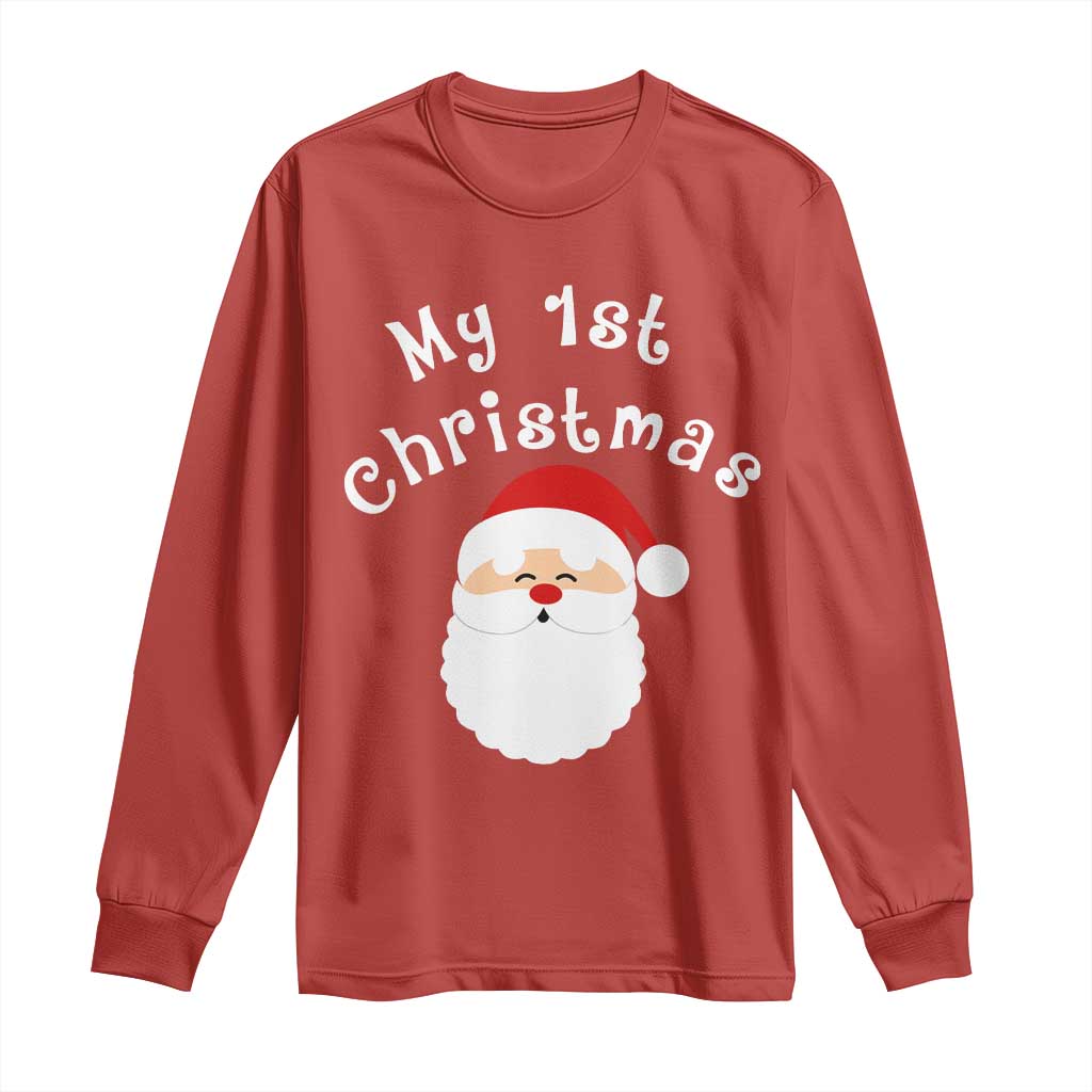 My First Christmas Long Sleeve Shirt Baby's First Holiday Xmas Santa TS10 Red Print Your Wear
