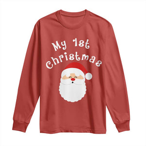 My First Christmas Long Sleeve Shirt Baby's First Holiday Xmas Santa TS10 Red Print Your Wear