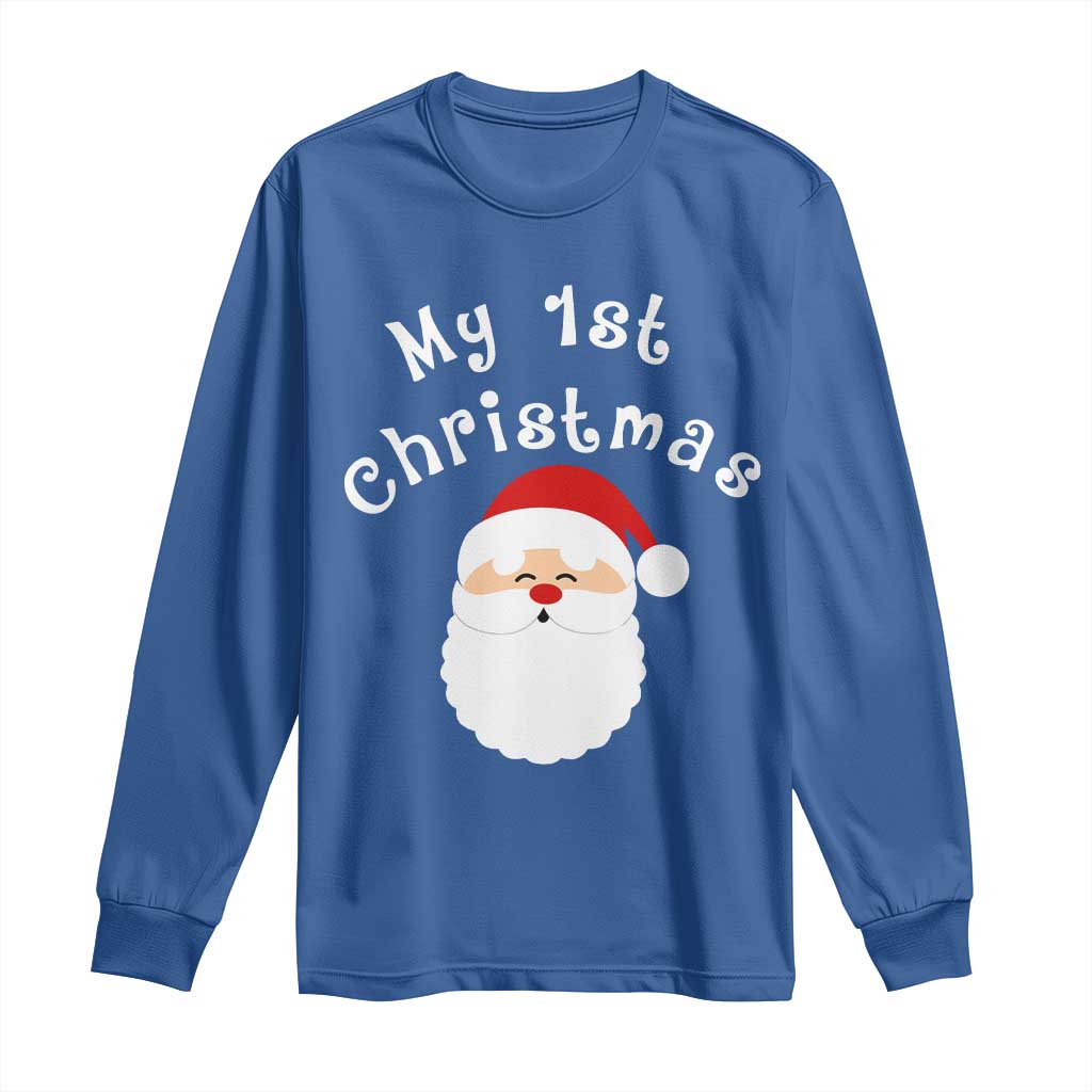My First Christmas Long Sleeve Shirt Baby's First Holiday Xmas Santa TS10 Royal Blue Print Your Wear
