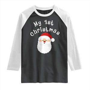 My First Christmas Raglan Shirt Baby's First Holiday Xmas Santa TS10 Black White Print Your Wear