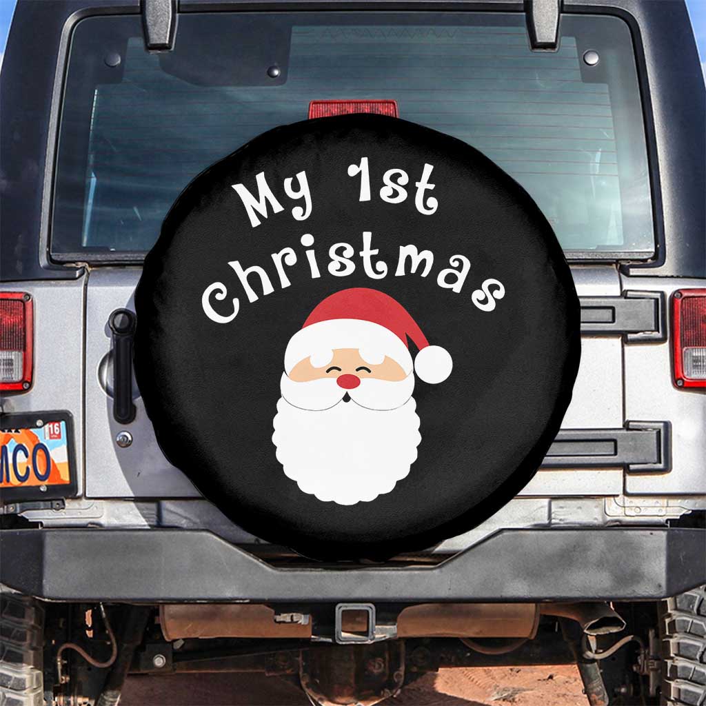 My First Christmas Spare Tire Cover Baby's First Holiday Xmas Santa TS10 No hole Black Print Your Wear