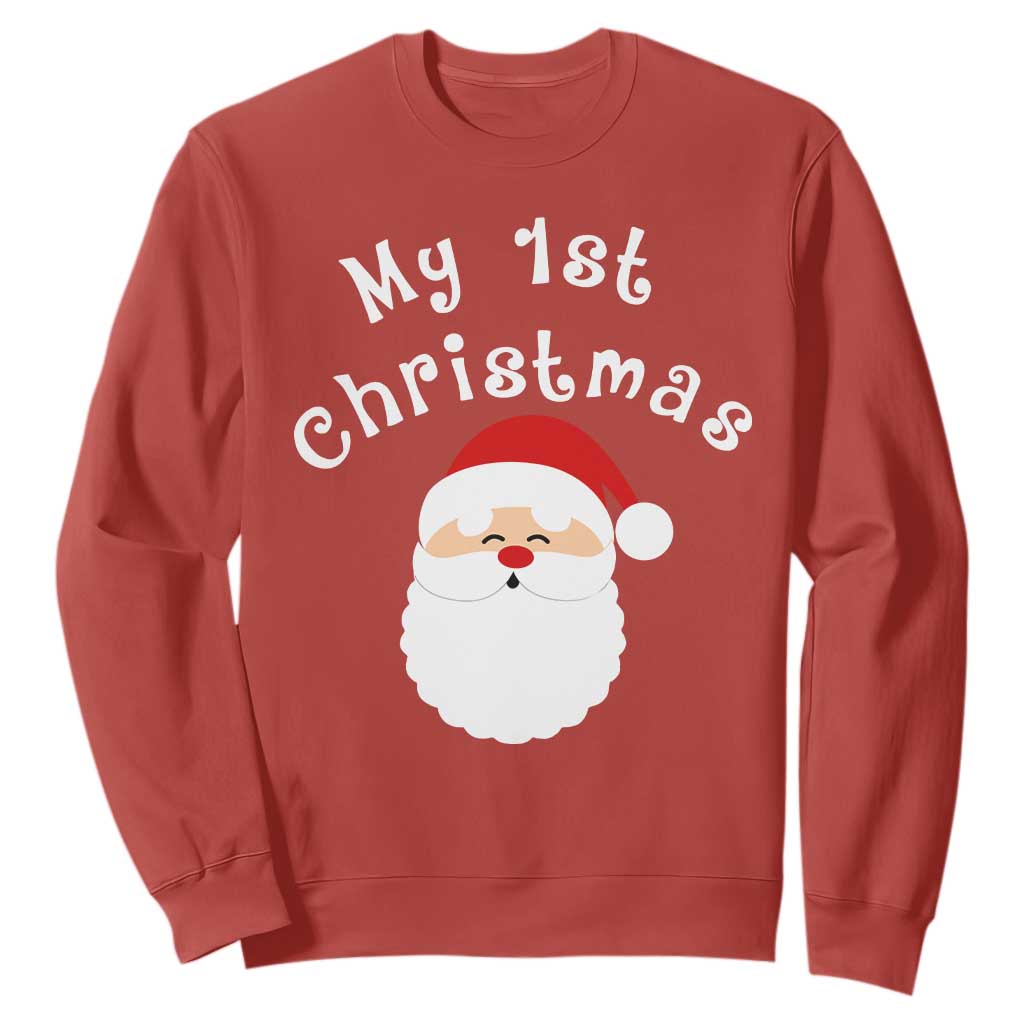 My First Christmas Sweatshirt Baby's First Holiday Xmas Santa TS10 Red Print Your Wear