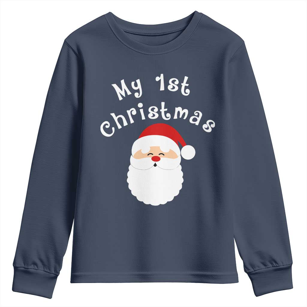 My First Christmas Youth Sweatshirt Baby's First Holiday Xmas Santa TS10 Navy Print Your Wear