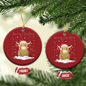 Xmas Cow Christmas Ornament Scottish Highland Cow Moo-rry Christmas TS10 Circle Red Print Your Wear