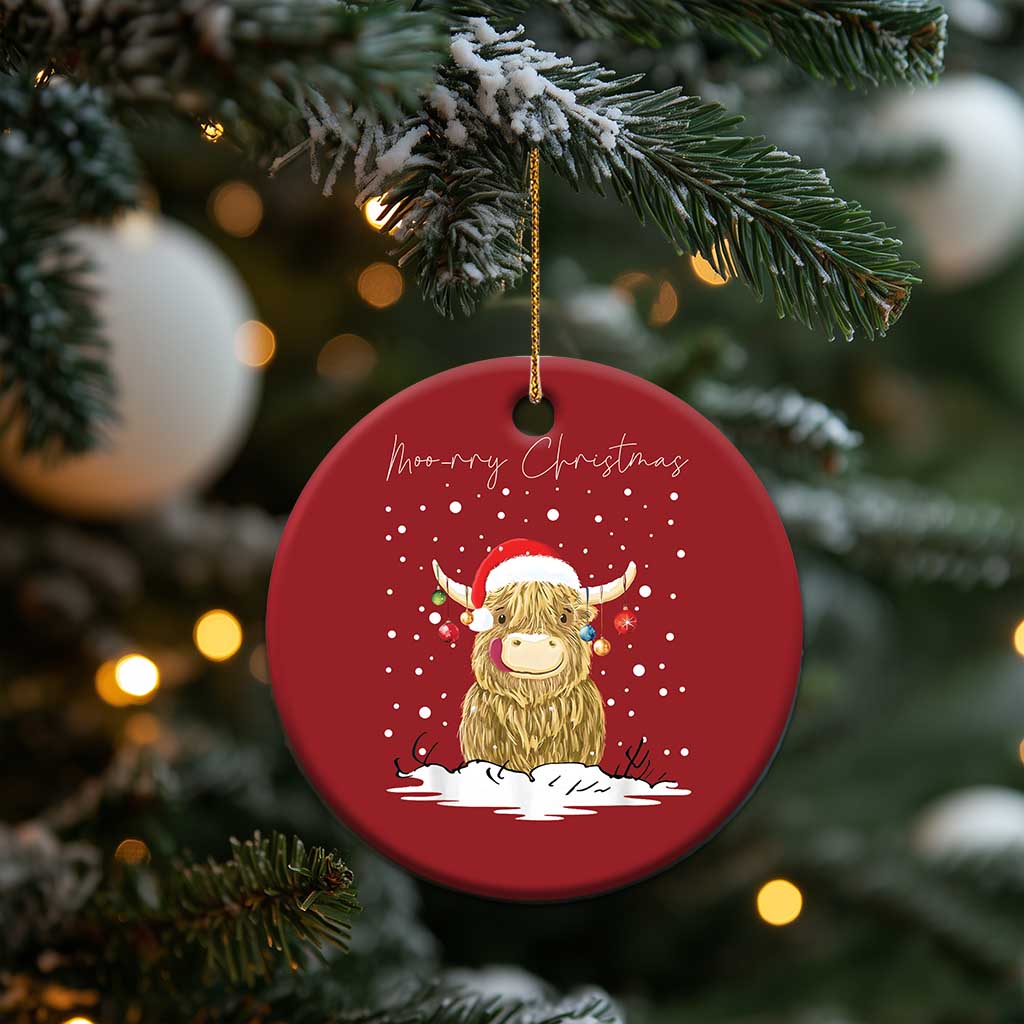 Xmas Cow Christmas Ornament Scottish Highland Cow Moo-rry Christmas TS10 Print Your Wear