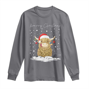 Christmas Cow Long Sleeve Shirt Scottish Highland Cow Moo-rry Christmas TS10 Charcoal Print Your Wear