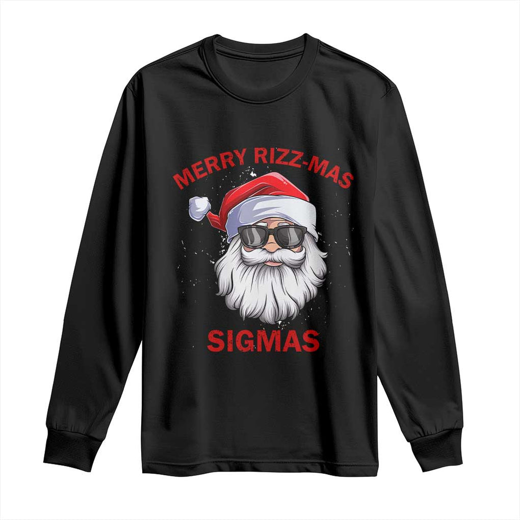 Funny Christmas Santa Long Sleeve Shirt Merry Rizz Mas Sigmas Gen Alpha Middle School Christmas TS10 Black Print Your Wear