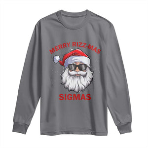 Funny Christmas Santa Long Sleeve Shirt Merry Rizz Mas Sigmas Gen Alpha Middle School Christmas TS10 Charcoal Print Your Wear