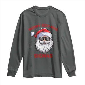 Funny Christmas Santa Long Sleeve Shirt Merry Rizz Mas Sigmas Gen Alpha Middle School Christmas TS10 Dark Heather Print Your Wear