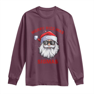 Funny Christmas Santa Long Sleeve Shirt Merry Rizz Mas Sigmas Gen Alpha Middle School Christmas TS10 Maroon Print Your Wear