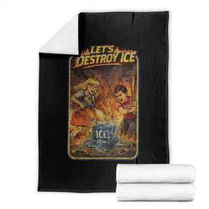 Subtle Abolish Ice Throw Blanket Retro Protest Satirical Graphic Let's Destroy Ice TS10 Black Print Your Wear