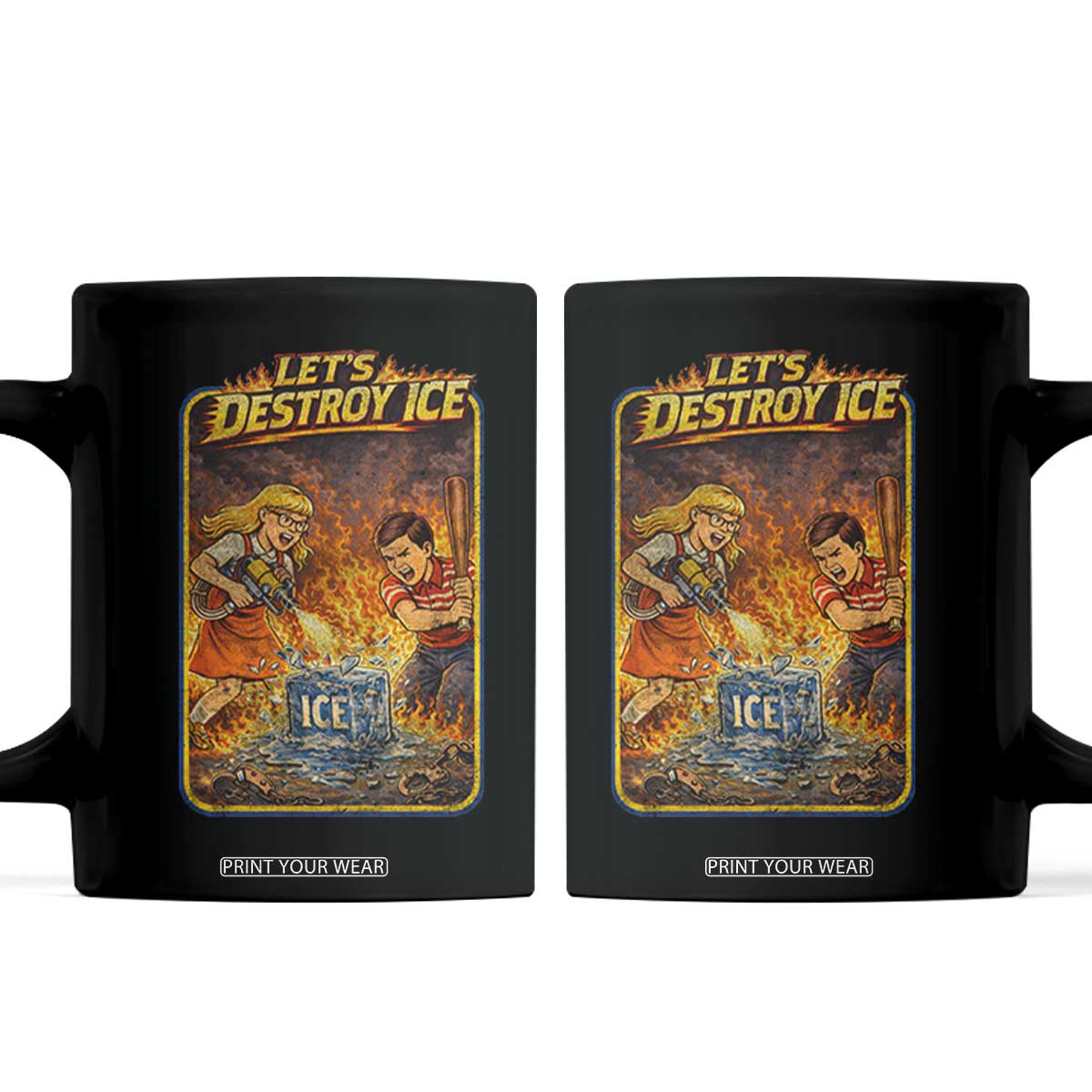 Subtle Abolish Ice Coffee Mug Retro Protest Satirical Graphic Let's Destroy Ice TS10 Black Print Your Wear