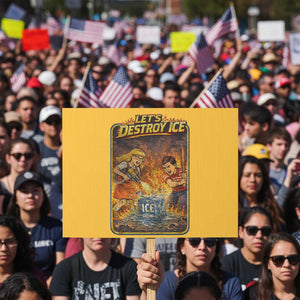 Subtle Abolish Ice Protest Sign Retro Protest Satirical Graphic Let's Destroy Ice TS10 Horizontal 18" × 24" Yellow Print Your Wear