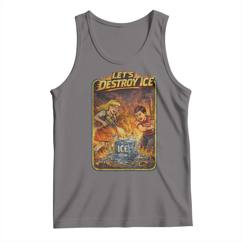 Subtle Abolish Ice Tank Top Retro Protest Satirical Graphic Let's Destroy Ice TS10 Deep Heather Print Your Wear