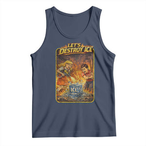 Subtle Abolish Ice Tank Top Retro Protest Satirical Graphic Let's Destroy Ice TS10 Navy Print Your Wear