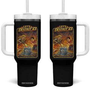 Subtle Abolish Ice Tumbler With Handle Retro Protest Satirical Graphic Let's Destroy Ice TS10 One Size: 40 oz Black Print Your Wear