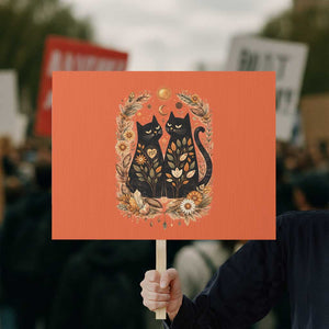 Subtle FDT Protest Sign Vintage Flower Black Cat Social Activist TS10 Horizontal 18" × 24" Orange Print Your Wear
